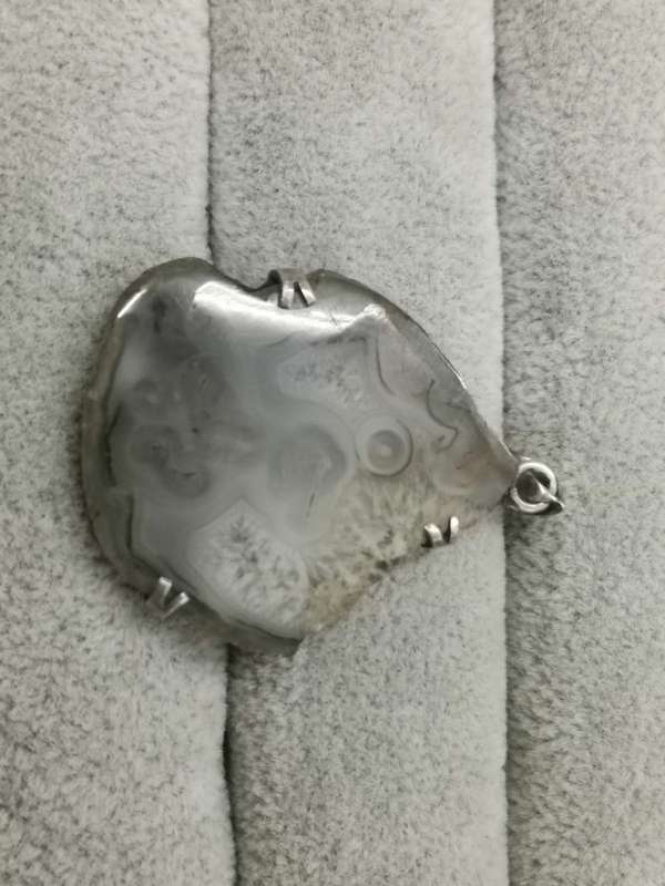 925Silver: Agate Pendant - Size 36x30mm
