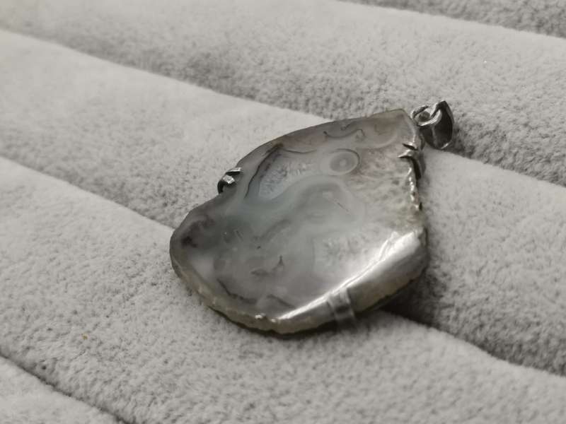 925Silver: Agate Pendant - Size 36x30mm