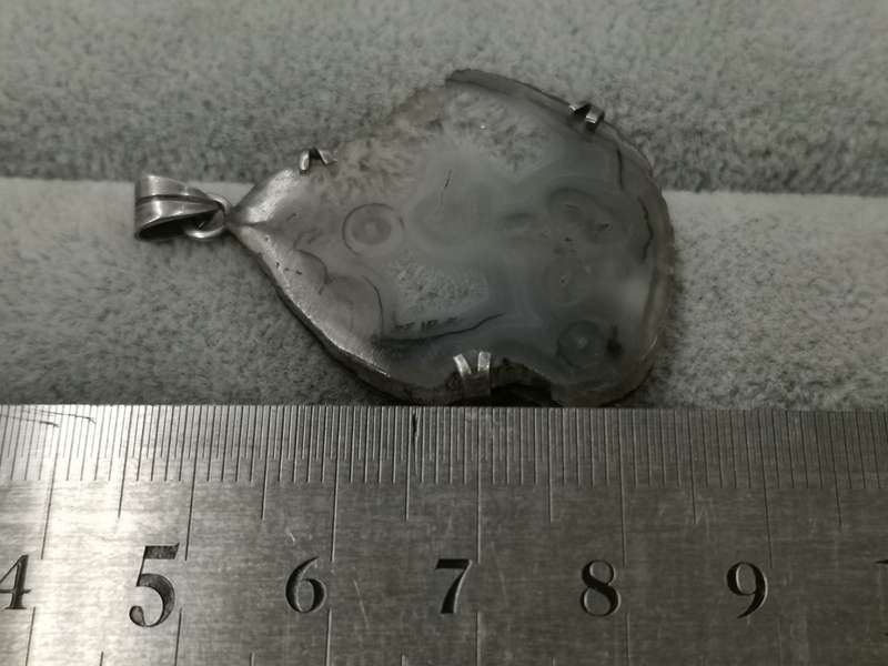 925Silver: Agate Pendant - Size 36x30mm