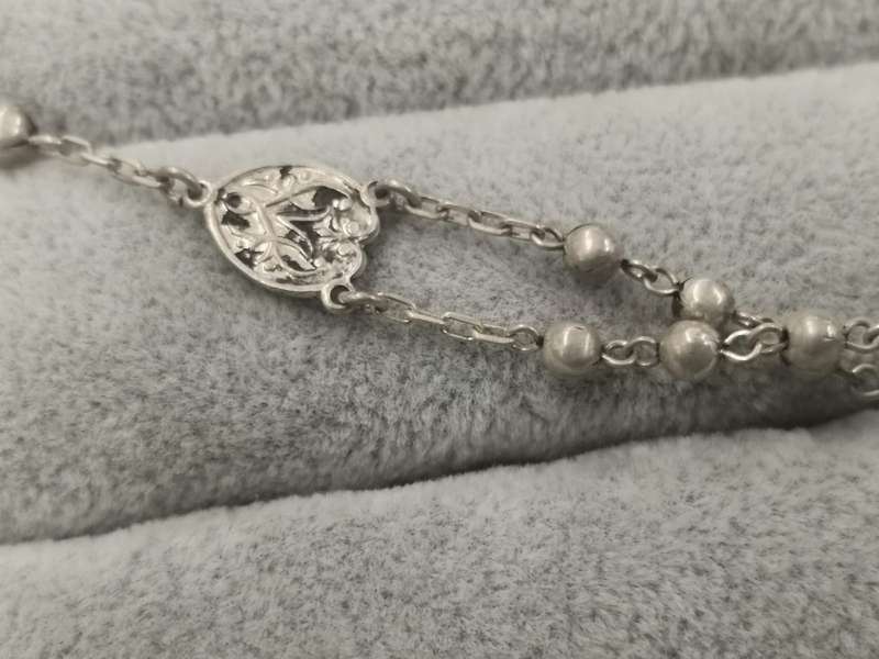 925Silver: Rosary Cross Necklace - Length 57cm / 47 cm