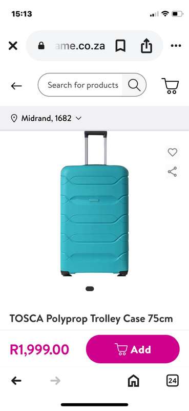 TOSCA Polyprop Trolley Case 75cm Aqua