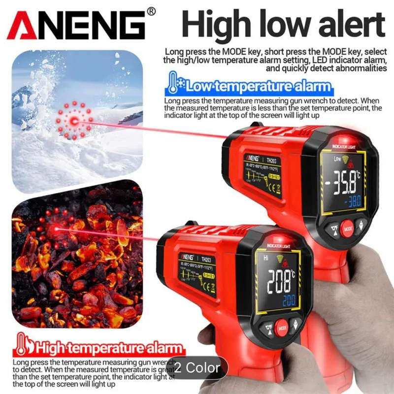 ANENG TH203 Industrial Grade Infrared Thermometer-Black
