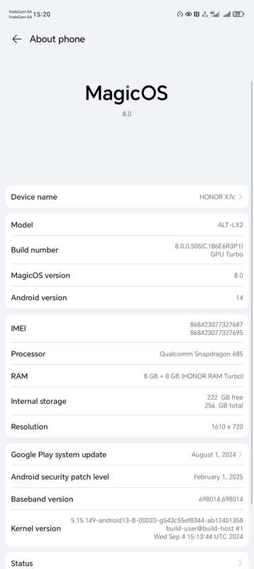 HONOR X7c  16GB ram, 256GB  (Dual SIM)
