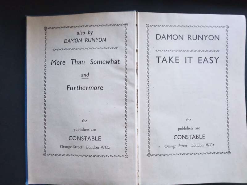 RUNYON, Damon - Take it Easy - (Vintage Hardcover)