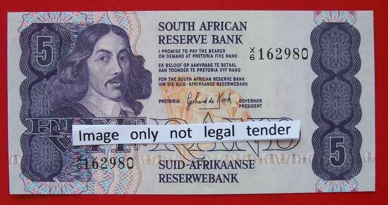 EXTREMELY RARE: GPC De Kock 1st Issue R5.00 Replacement note -X6 - 162980