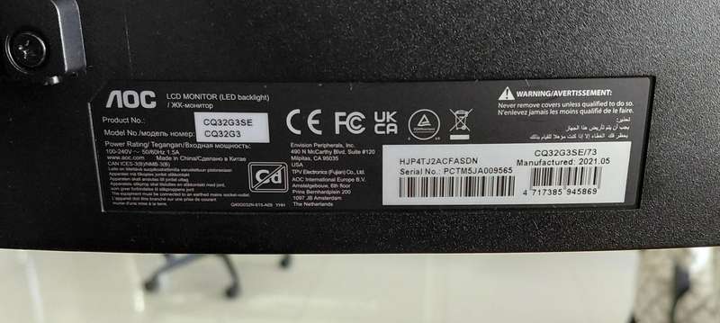 AOC 31.5inch 2K 165Hz 1ms Curved Gaming Monitor (Freesync and HDR10)