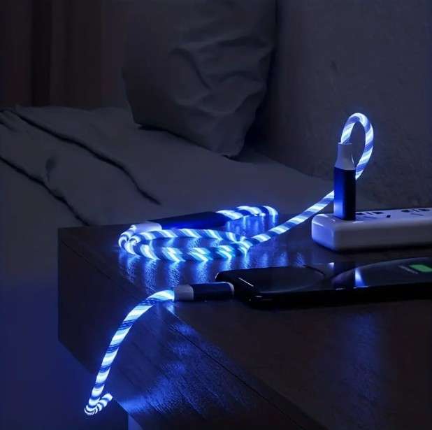 USB Type C Cable LED Glowing Charging Cable 1m BLUE