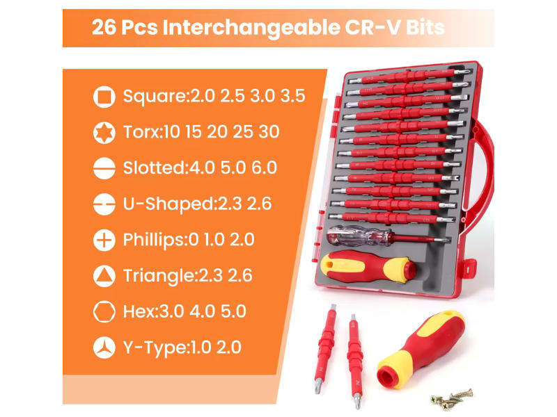 ES Electrician Magnetic Insulated Screwdriver/Torx 26 in 1 set with case