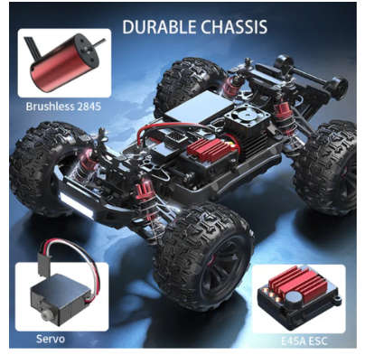 MJX Hyper Go 16210 Brushless 4x4 Monster Truck RC with 2S Lipo - Compatible with 3S battery