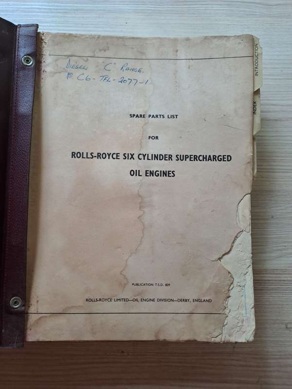Rolls-Royce Limited Spare Parts List - Oil Engine Division Derby TSD Publication 839