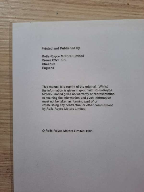 Rolls-Royce Silver Cloud I and II Workshop Manual Copy
