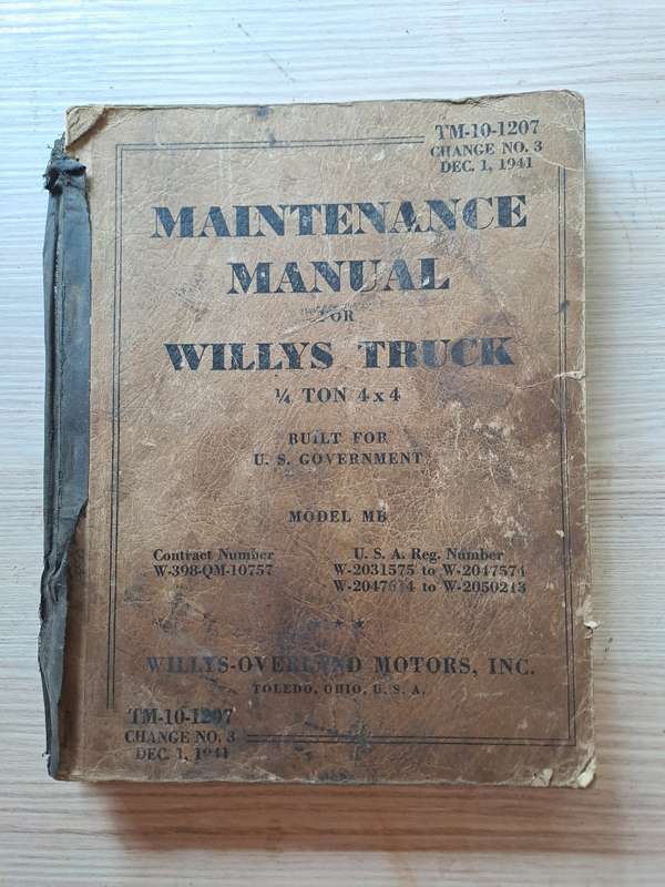 Maintenance Manual for Willys Truck Quarter Ton 4 x 4
