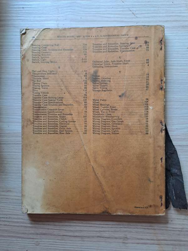 Maintenance Manual for Willys Truck Quarter Ton 4 x 4