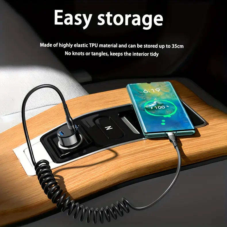 Fast Charger Cable USB to USB Type-C Stretchable **LOCAL STOCK**