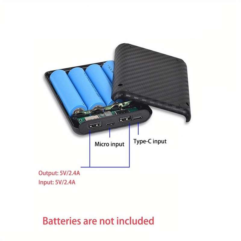 Battery 18650 (4pc) Power Bank Charger Black 5V 2.4A **LOCAL STOCK**