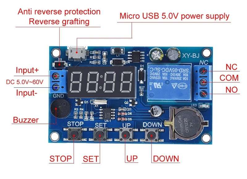 Controller Time Delay Display 5-60V DC Relay + 24H Clock Synchronization with Buzzer **LOCAL STOCK**