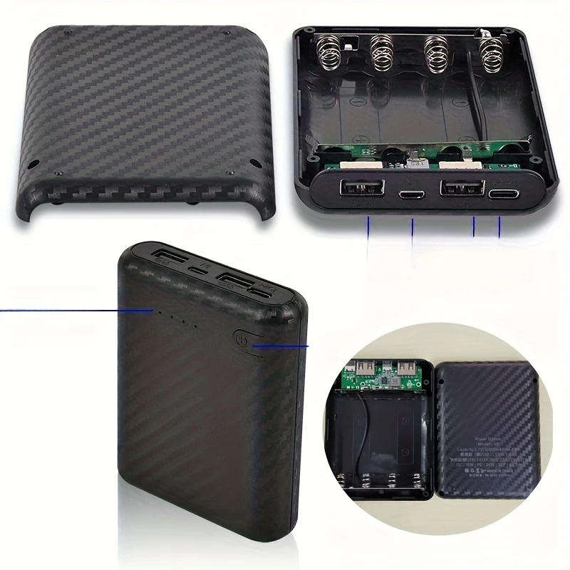 Battery 18650 (4pc) Power Bank Charger Black 5V 2.4A **LOCAL STOCK**