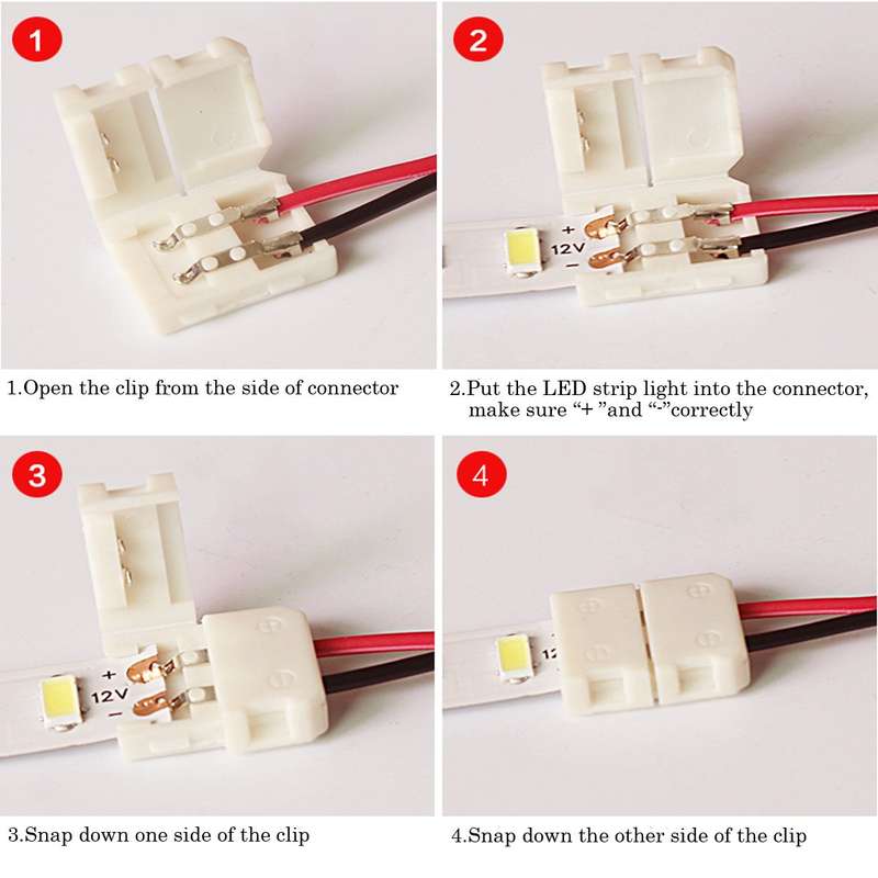 Led Strip Connector 2 Pin wire for 8mm wide strip  **LOCAL STOCK**