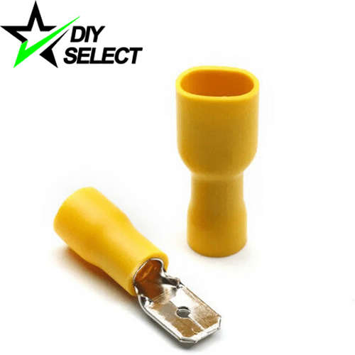 Connector Crimp Spade 6.3mm Male + Female Yellow Pair **LOCAL STOCK**