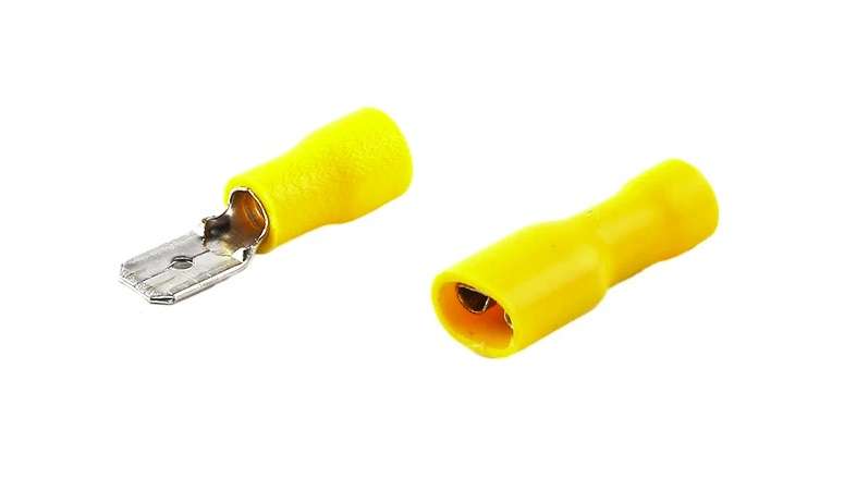 Connector Crimp Spade 6.3mm Male + Female Yellow Pair **LOCAL STOCK**