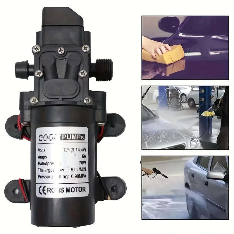12V Pump High Pressure Diaphragm 6L/min 70W Auto on off with Hosetail **LOCAL STOCK**