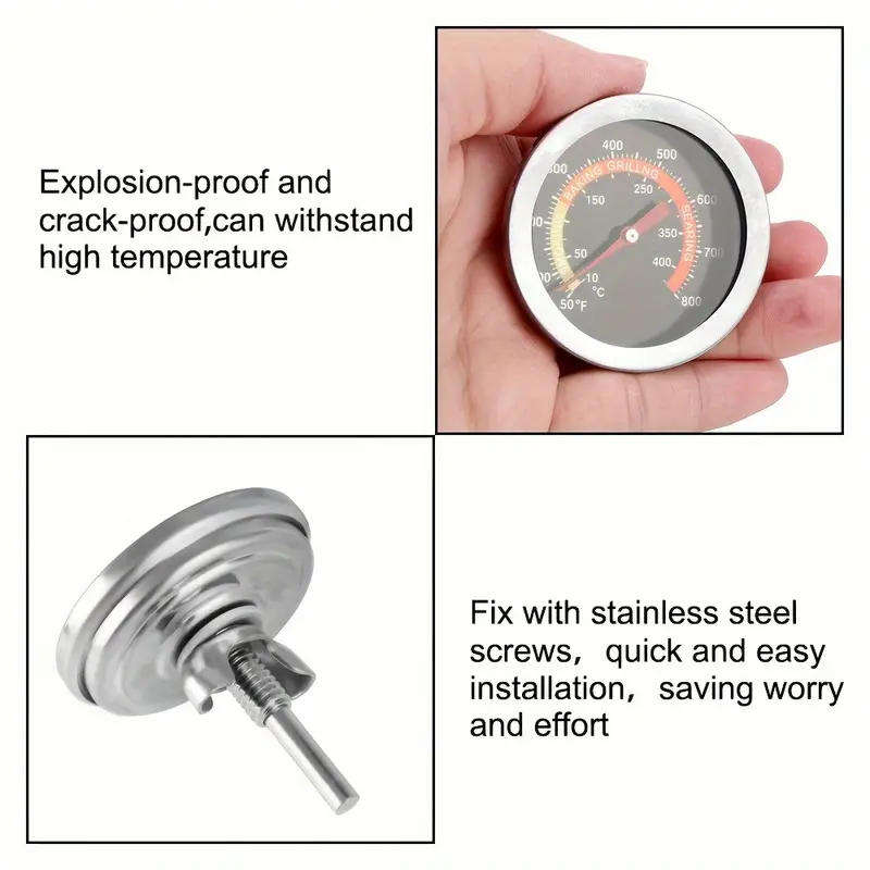 Meter Temp Gas Barbecue Smoker Grill with Probe + Wing Nut 10deg to 450 deg C **LOCAL STOCK**