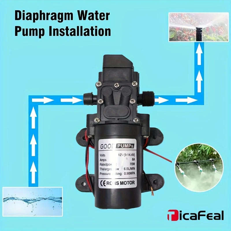 12V Pump High Pressure Diaphragm 6L/min 70W Auto on off with Hosetail **LOCAL STOCK**