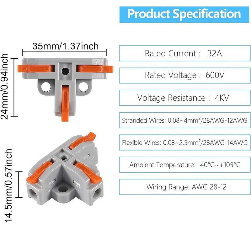 Splice Connector Wago Lever Splitter 3-Way **LOCAL STOCK**