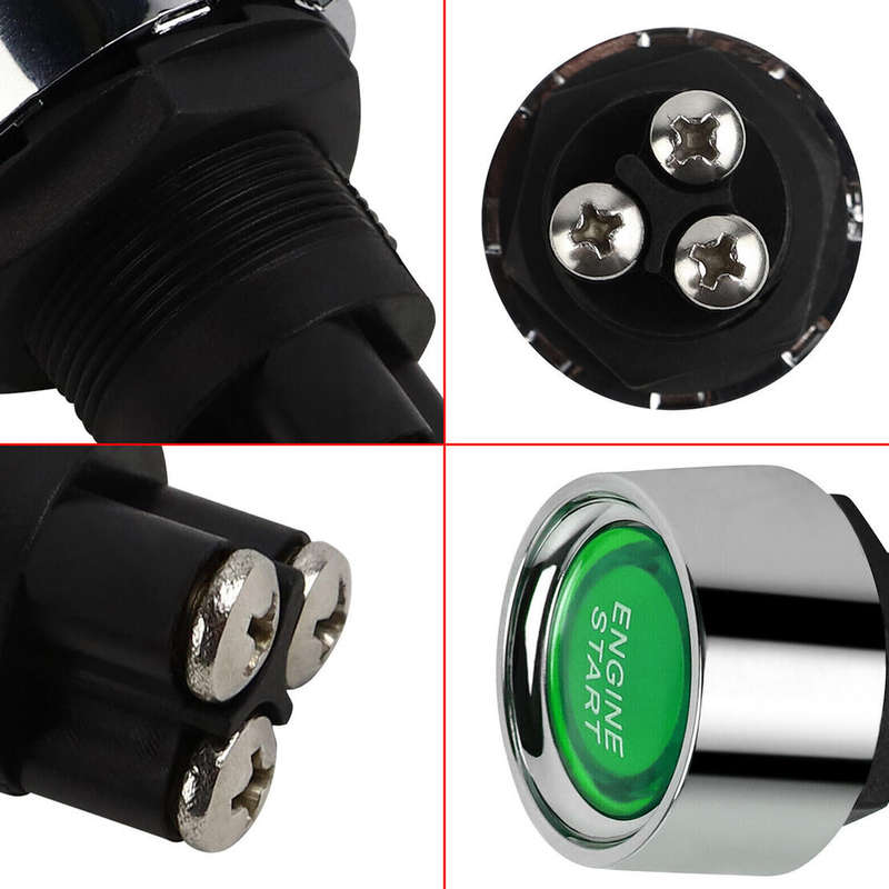 Switch Engine Starter Ignition Switch Green 12V 50A 3 Pin SPST Momentary On/Off **LOCAL STOCK**