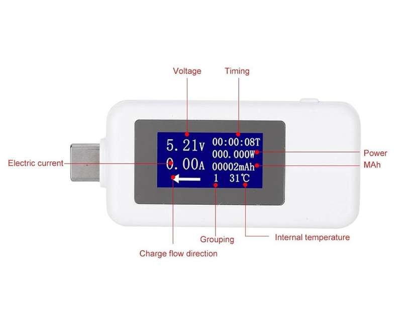 Meter USB 8 in 1 Power Charging Tester Mobile KWS-1802C **LOCAL STOCK**