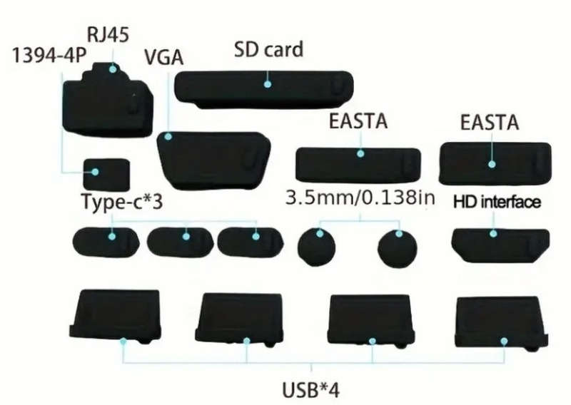 1 Set 25-Piece Laptop & Phone Port Dust Plug Set  Multi Colours