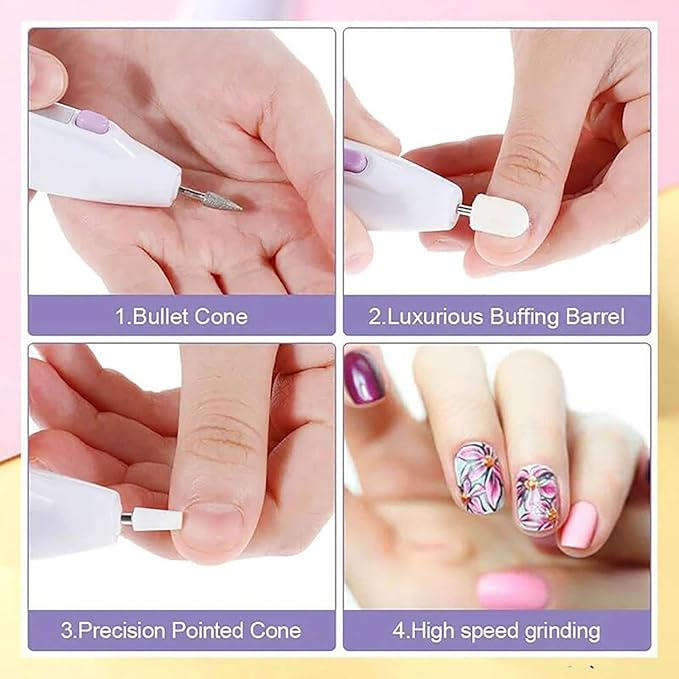Electric Nail Grinder Set  5-in-1 Manicure Pen with Sharpeners & Cleaning Brush
