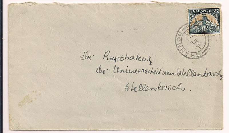 South Africa 1942 1½d Mine cover - SHANNON