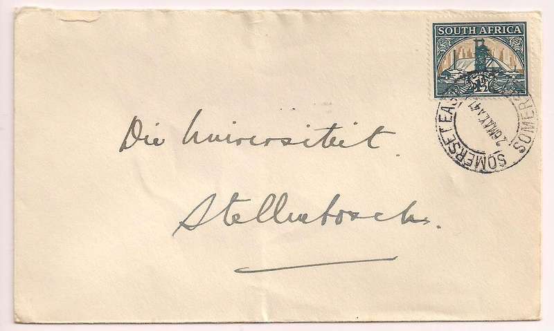 South Africa 1941 1½d Mine Cover  SOMERSET EAST / OOS