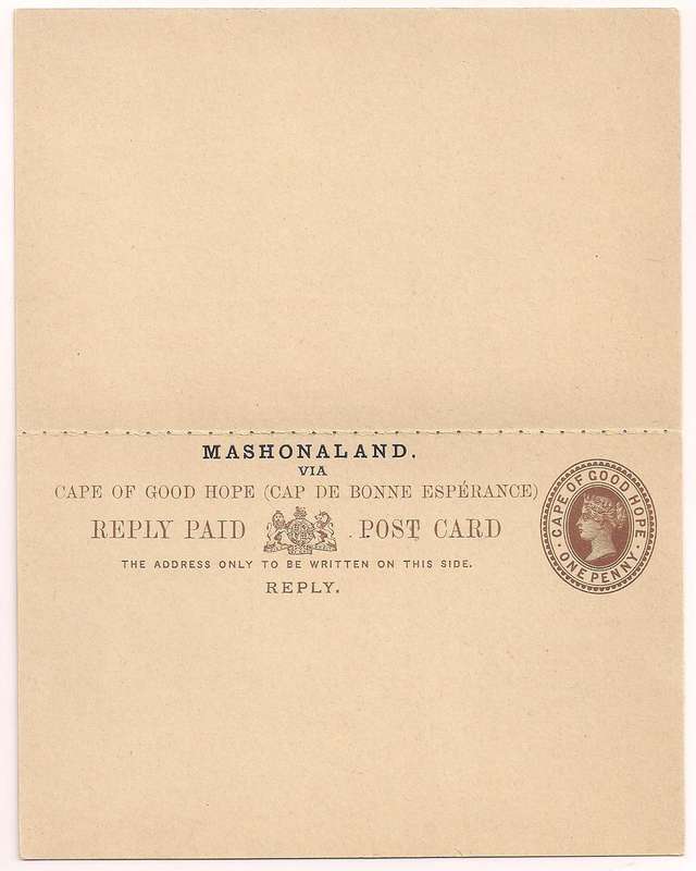 Rhodesia 1891 1d+1d Reply P.Stat Postcards