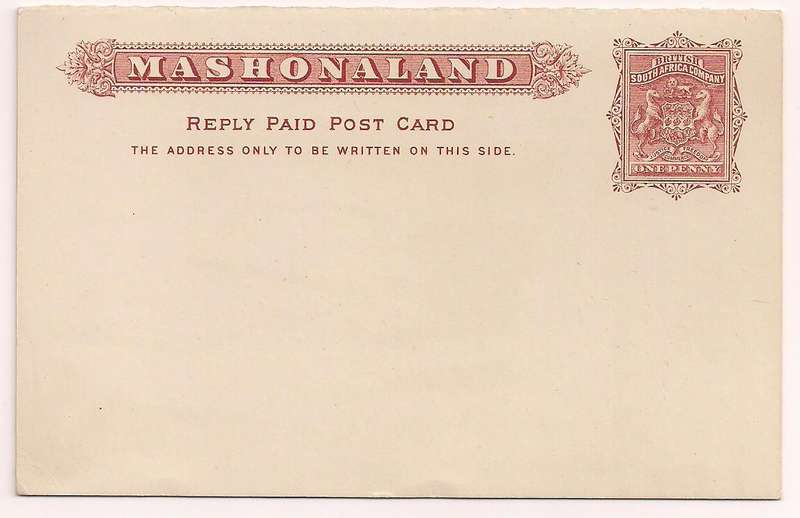 Rhodesia 1893 1d+1d Reply P.Stat Postcards