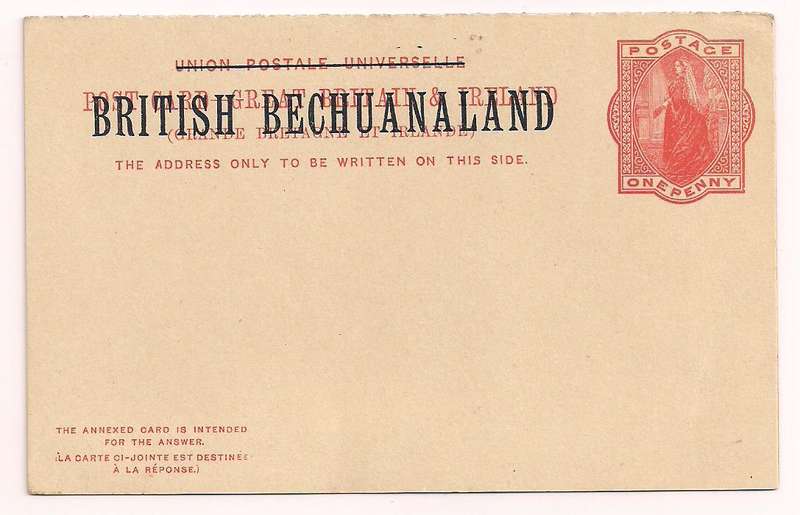 Bechuanaland 1893 1d+1d Reply P.Stat Postcards