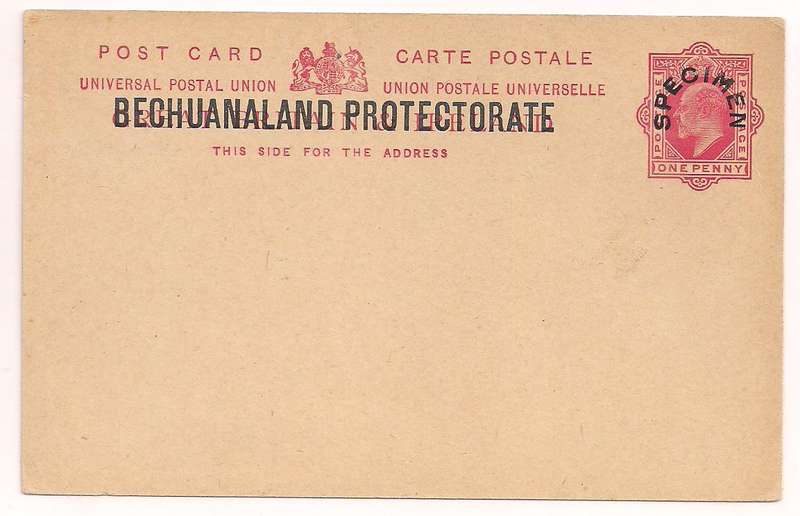 Bechuanaland 1907 SPECIMEN 1d P.Stat Postcard