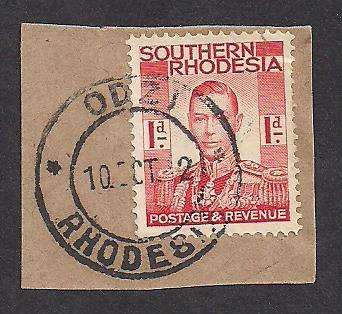 S. Rhodesia 1942 Postmark: Odzi
