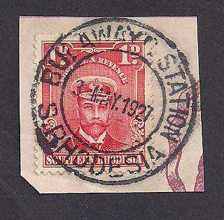 S. Rhodesia 1927 Postmark: Bulawayo Station