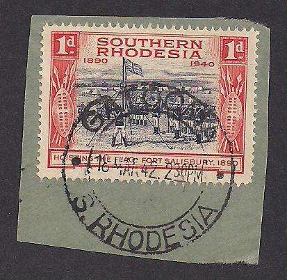 S. Rhodesia 1942 Postmark: Gatooma