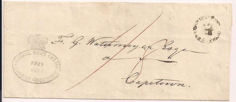 Cape of Good Hope c1833 Wrapper  Uitenhage Crown