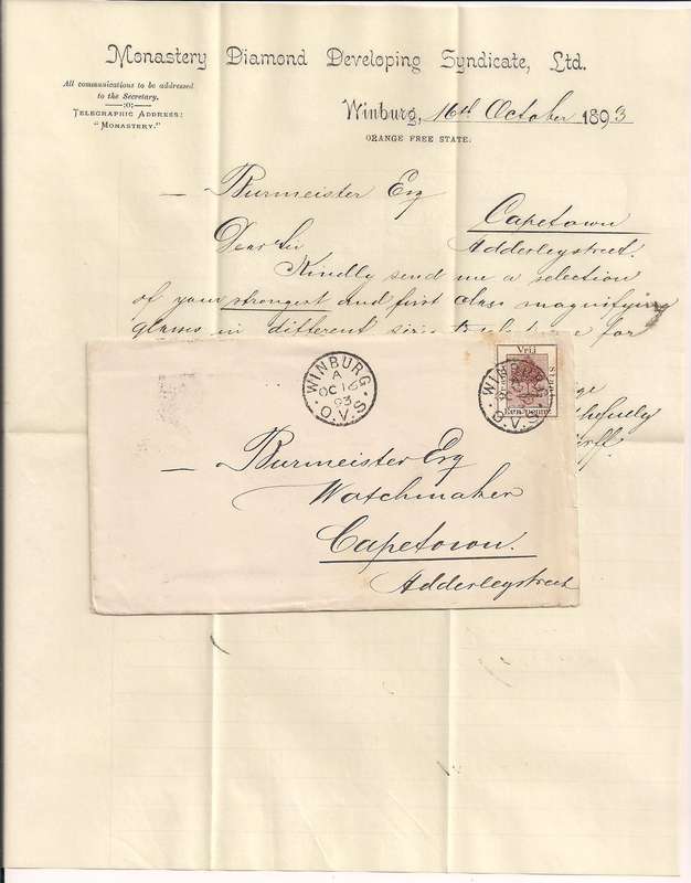 Orange Free State 1893 1d cover Winburg