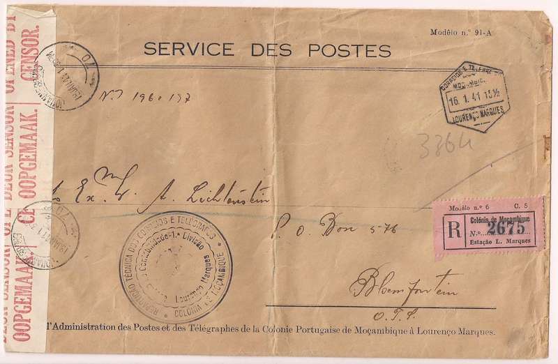 Mozambique: 1943 Official Cover, Reg + Censored