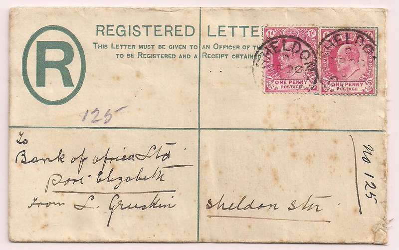 Cape of Good Hope:  KEVII reg envelope used 1907