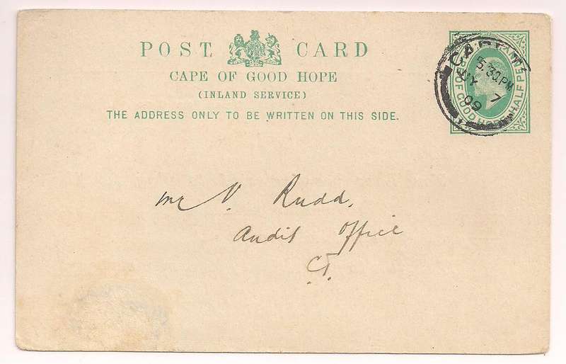 Cape of Good Hope:  KEVII ½d card  Green Point Hockey Club