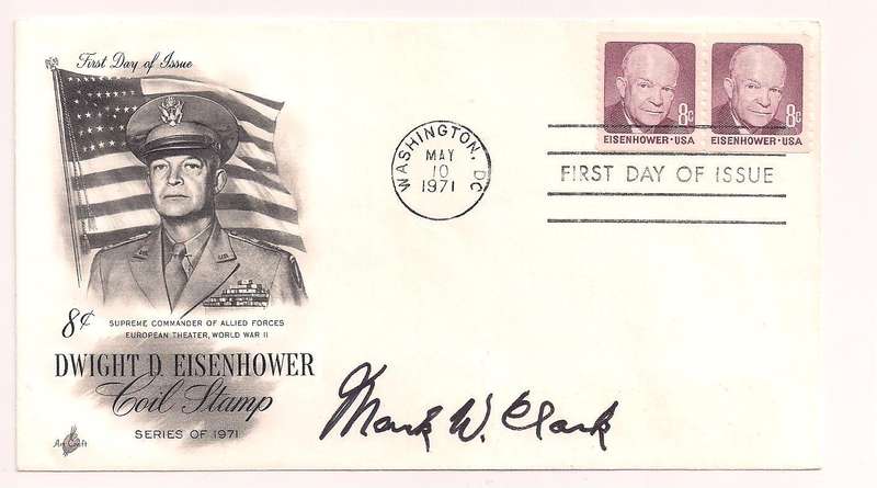 United States 1971 Eisenhower coil FDC signed Gen. Mark Clark