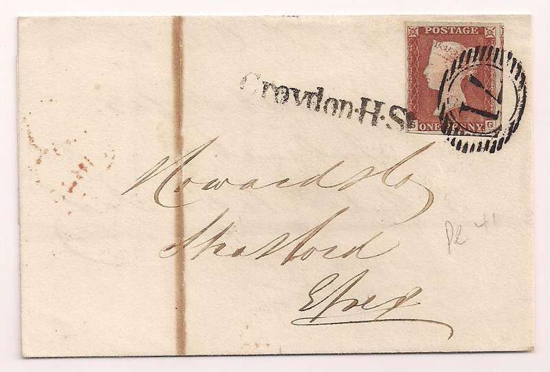 Great Britain 1845 Entire - QV 1d Red - CROYDON