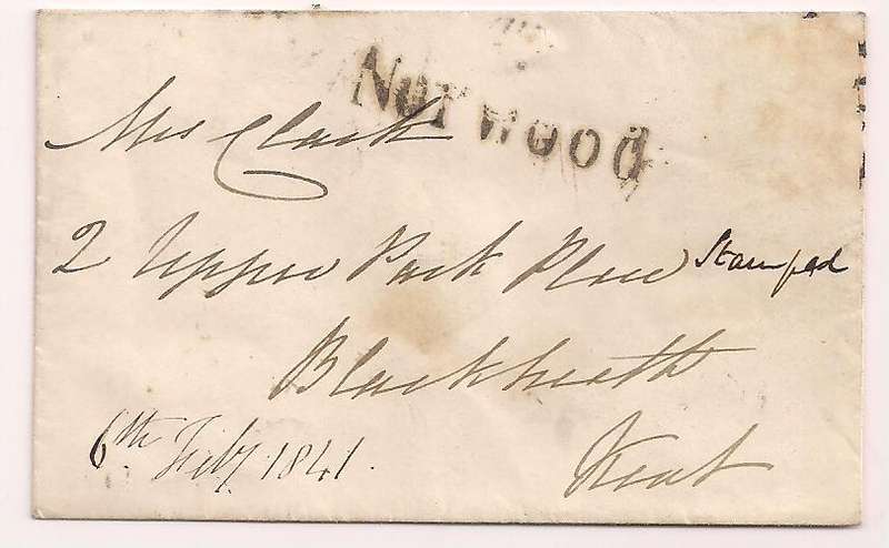 Great Britain 1841 Ladys Cover - NORWOOD