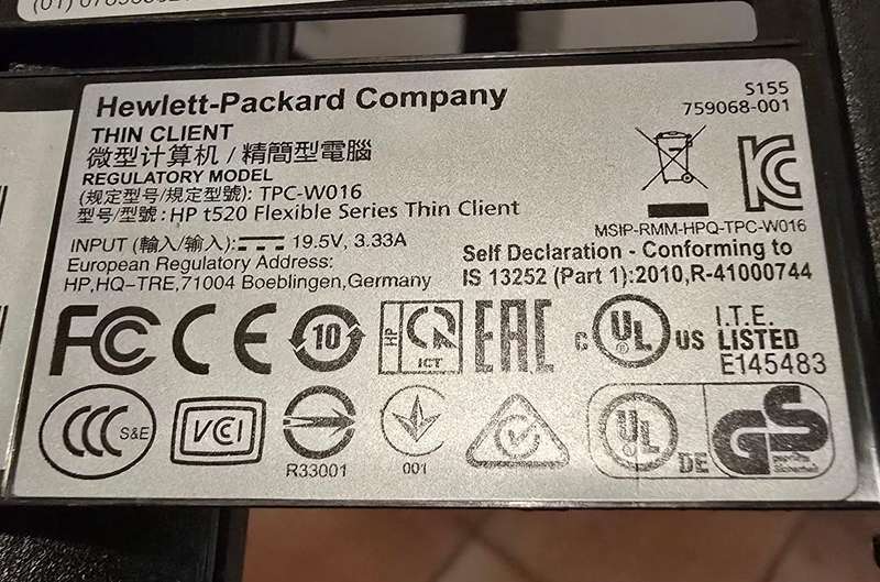 HP T520 base model Thin Client